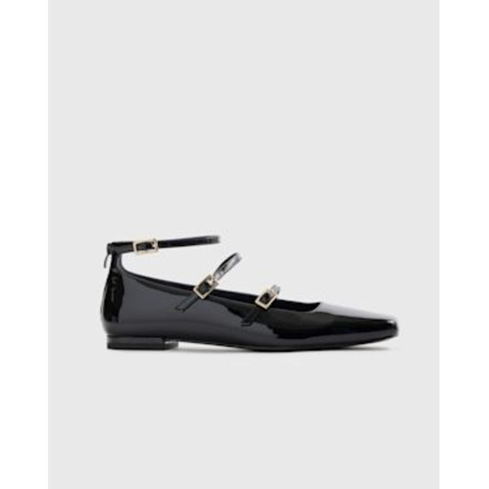 Quince Black Patent Multi-Strap Mary Jane Flats